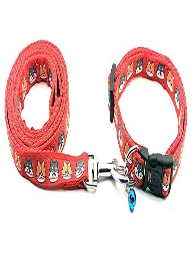 Pups&Pets Pet Printed 15 MM Collar and Leash Set - Adjustable Nylon Collar Included Bell for Small and Medium Dogs, Collar and Leash Set for Puppies, Dog & Cat (Red, Pattern-2) - Image 4